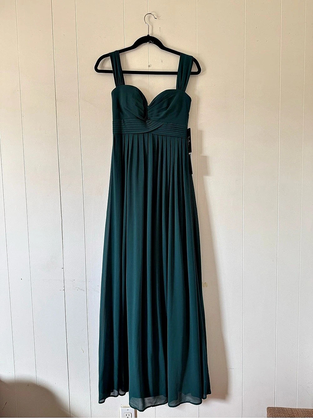 Lulus Sensational Moment Emerald Green Pleated Maxi Dress Small